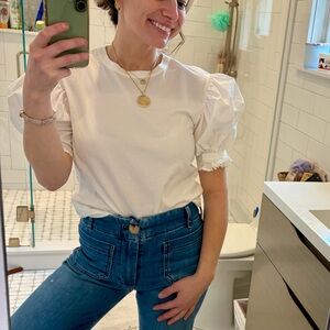 Women’s A.L.C. Cassandra White Puff Sleeve Tee Size Small